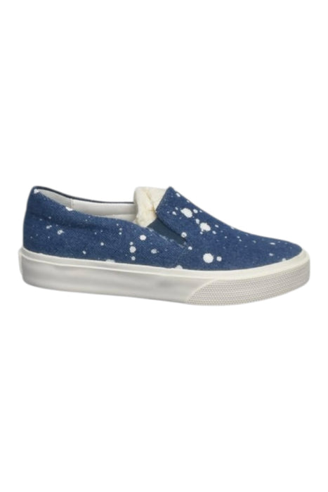 A Blue Slip Ons from Bonpoint in size 6T for girl. (Front View)