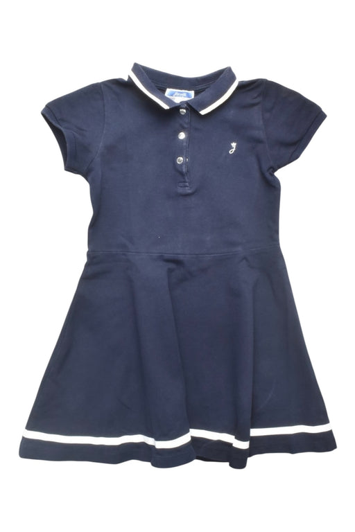 A Navy Short Sleeve Dresses from Jacadi in size 5T for girl. (Front View)