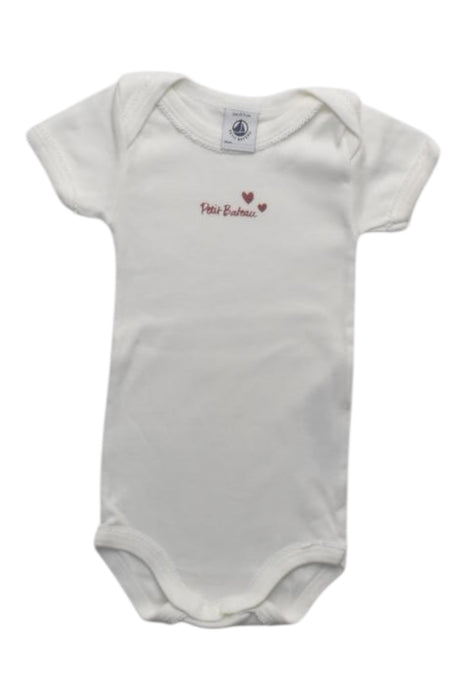 A White Short Sleeve Bodysuits from Petit Bateau in size 3-6M for girl. (Front View)