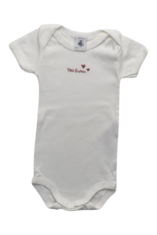 A White Short Sleeve Bodysuits from Petit Bateau in size 3-6M for girl. (Front View)