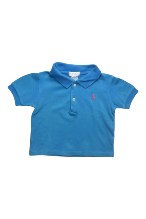 A Blue Short Sleeve Polos from Ralph Lauren in size 6-12M for boy. (Front View)