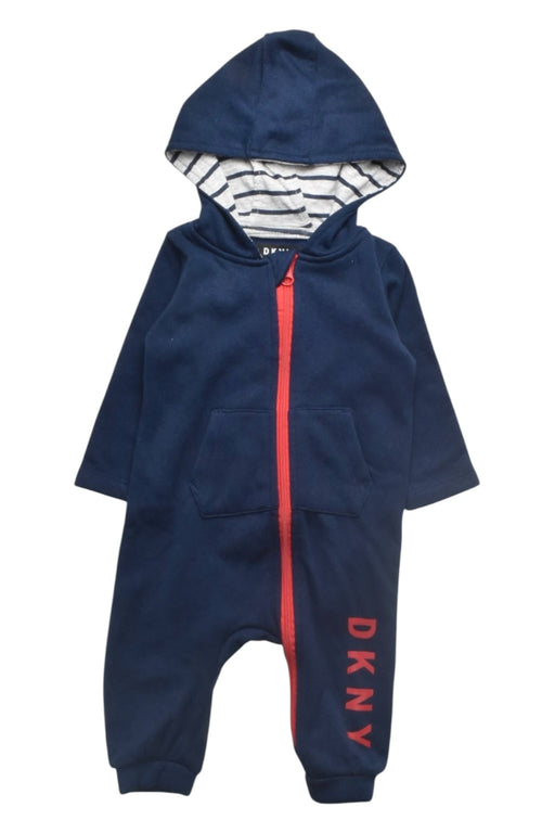 A Navy Long Sleeve Rompers from DKNY in size 6-12M for boy. (Front View)