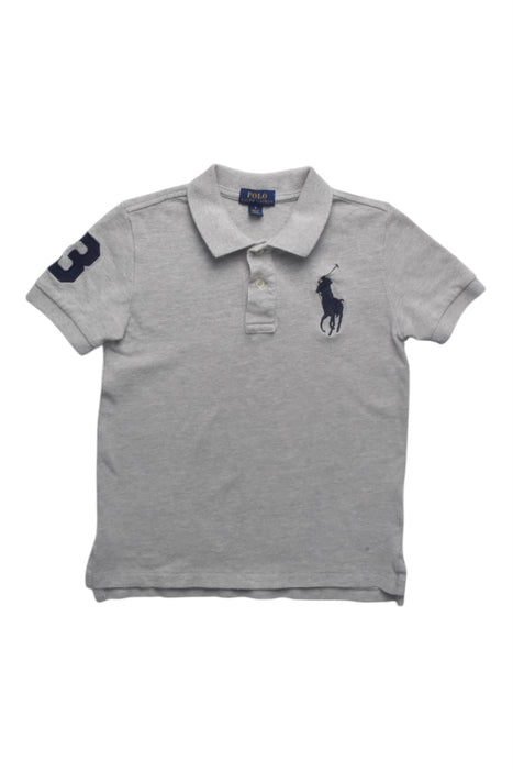 A Grey Short Sleeve Polos from Polo Ralph Lauren in size 6T for boy. (Front View)