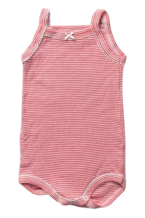 A Pink Sleeveless Bodysuits from Petit Bateau in size 0-3M for girl. (Front View)