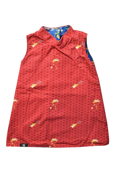 A Red Sleeveless Dresses from Maison Q in size 6-12M for girl. (Front View)