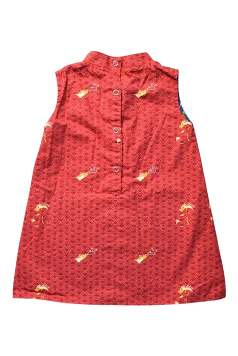 A Red Sleeveless Dresses from Maison Q in size 6-12M for girl. (Back View)