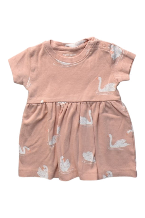 A Pink Short Sleeve Dresses from Le Petit Society in size 0-3M for girl. (Front View)