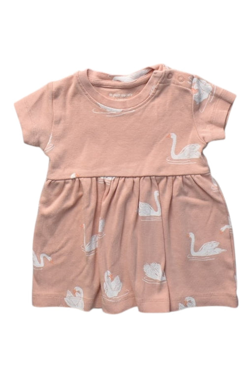 A Pink Short Sleeve Dresses from Le Petit Society in size 0-3M for girl. (Front View)