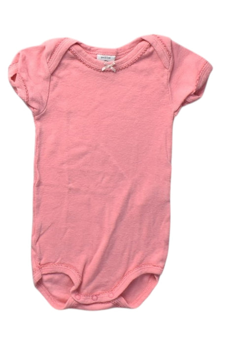 A Pink Short Sleeve Bodysuits from Petit Bateau in size 3-6M for girl. (Front View)