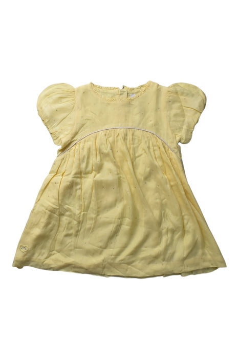 A Yellow Short Sleeve Dresses from Chateau de Sable in size 18-24M for girl. (Front View)