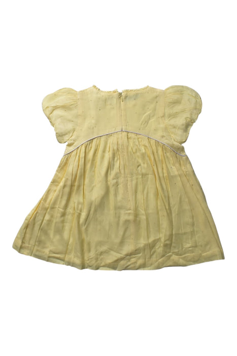 A Yellow Short Sleeve Dresses from Chateau de Sable in size 18-24M for girl. (Back View)