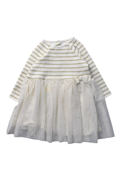 A White Long Sleeve Dresses from Petit Bateau in size 6-12M for girl. (Front View)