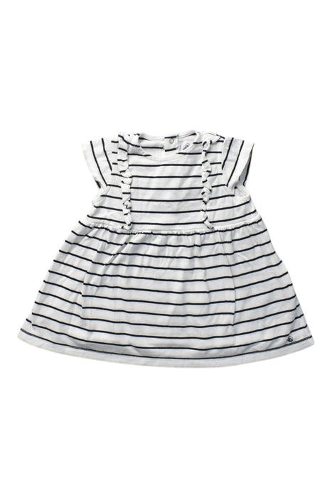 A White Short Sleeve Dresses from Petit Bateau in size 6-12M for girl. (Front View)