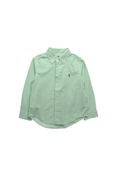 A Green Long Sleeve Shirts from Polo Ralph Lauren in size 3T for boy. (Front View)