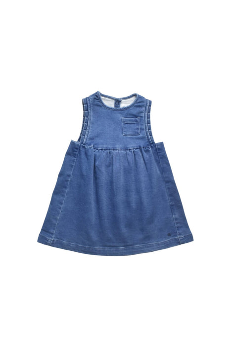 A Blue Sleeveless Dresses from Petit Bateau in size 12-18M for girl. (Front View)