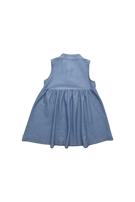 A Blue Sleeveless Dresses from Oeteo in size 4T for girl. (Back View)