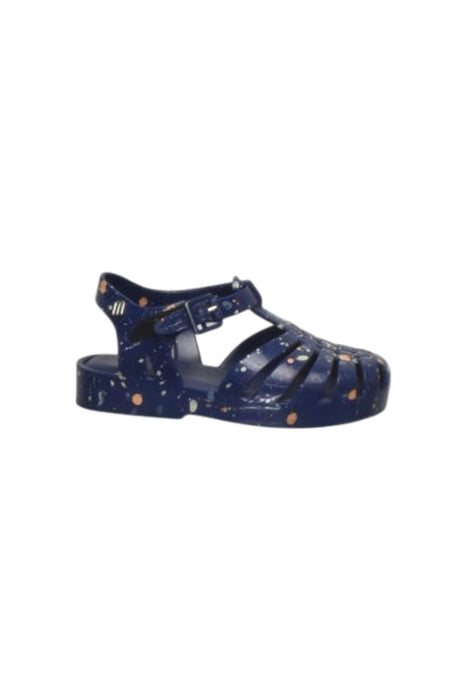 A Navy Sandals from Mini Melissa in size 3T for girl. (Front View)