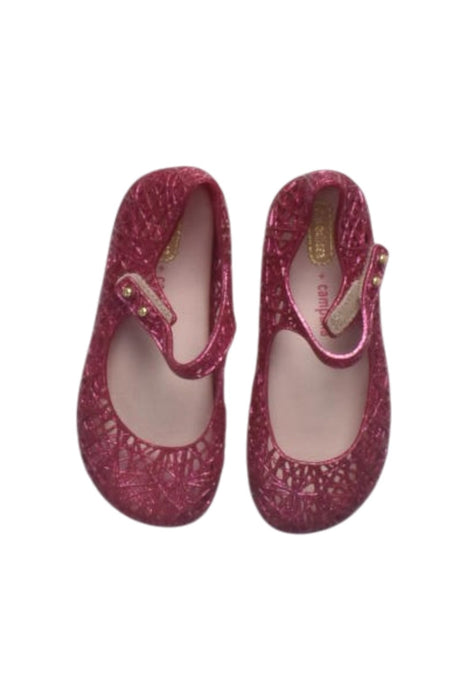 A Pink Flats from Mini Melissa Campana in size 4T for girl. (Back View)