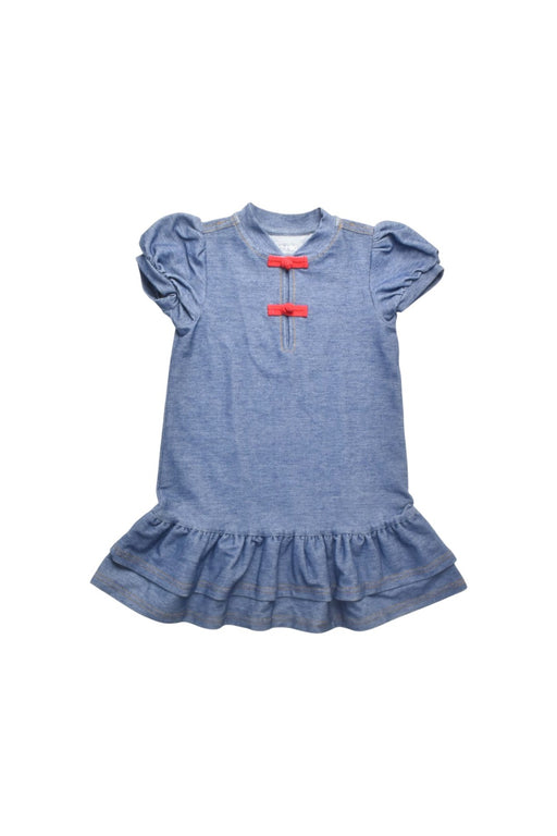 A Blue Short Sleeve Dresses from Oeteo in size 3T for girl. (Front View)