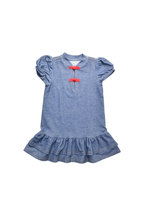 A Blue Short Sleeve Dresses from Oeteo in size 3T for girl. (Front View)