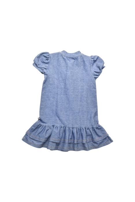 A Blue Short Sleeve Dresses from Oeteo in size 3T for girl. (Back View)