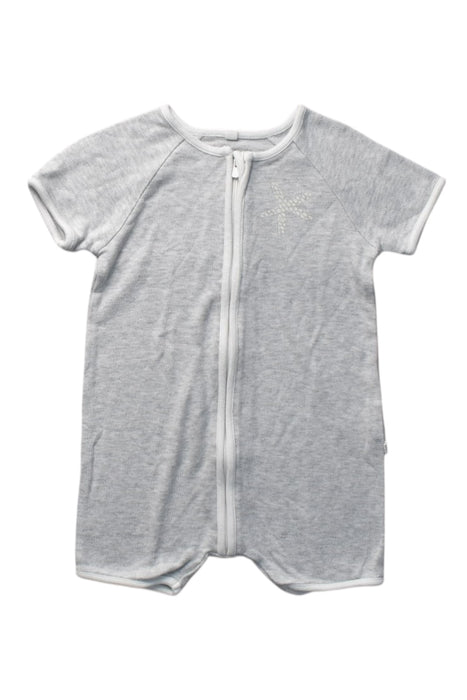 A Grey Short Sleeve Rompers from Mori in size 6-12M for boy. (Front View)