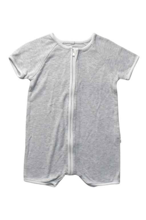 A Grey Short Sleeve Rompers from Mori in size 6-12M for boy. (Front View)