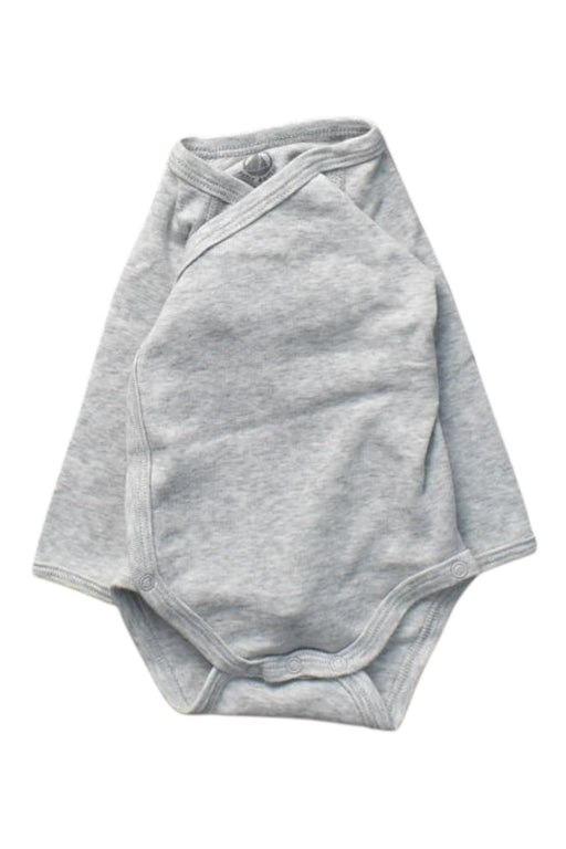 A Grey Long Sleeve Bodysuits from Petit Bateau in size 0-3M for boy. (Front View)
