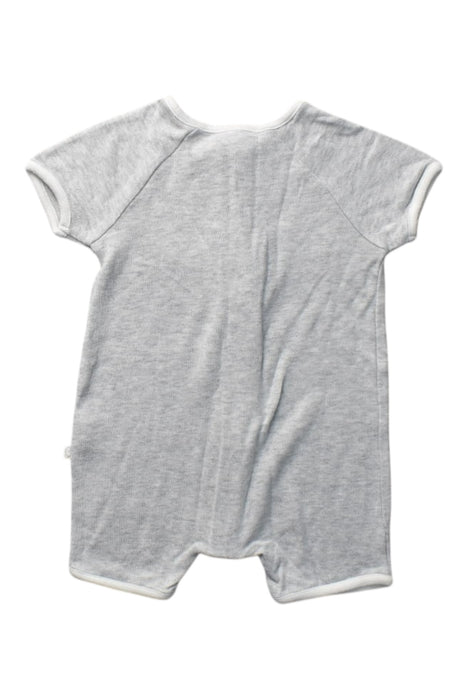 A Grey Short Sleeve Rompers from Mori in size 0-3M for boy. (Back View)