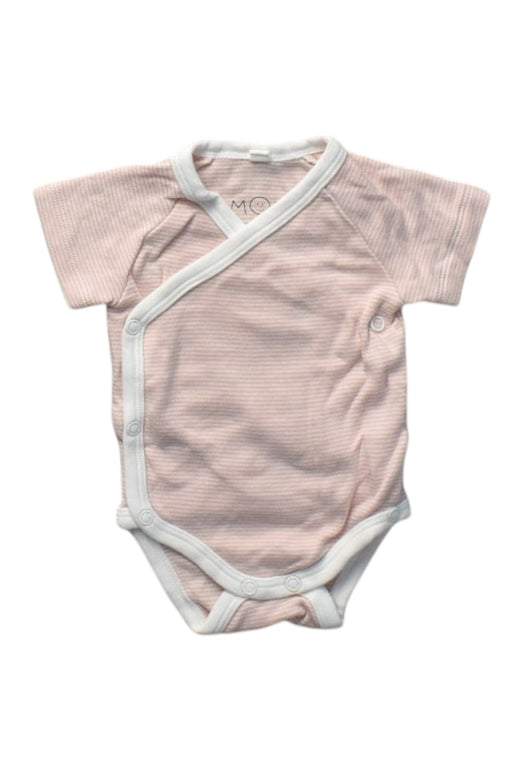 A Pink Short Sleeve Bodysuits from Mori in size Newborn for girl. (Front View)