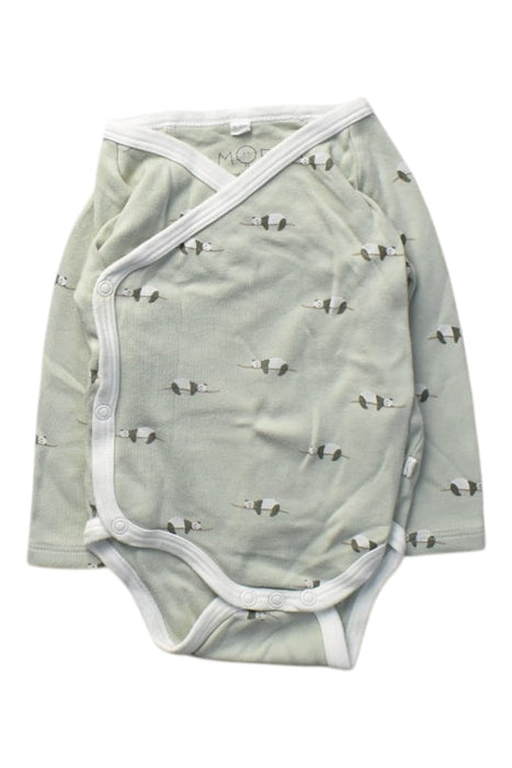 A Green Long Sleeve Bodysuits from Mori in size 6-12M for boy. (Front View)