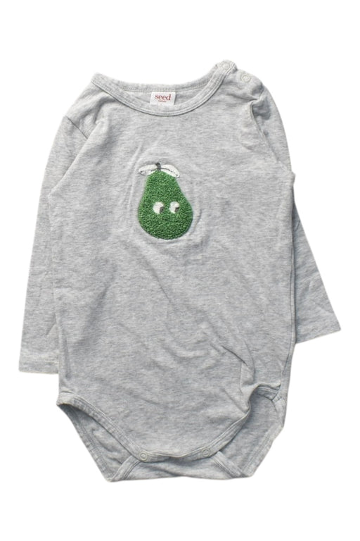 A Grey Long Sleeve Bodysuits from Seed in size 12-18M for boy. (Front View)