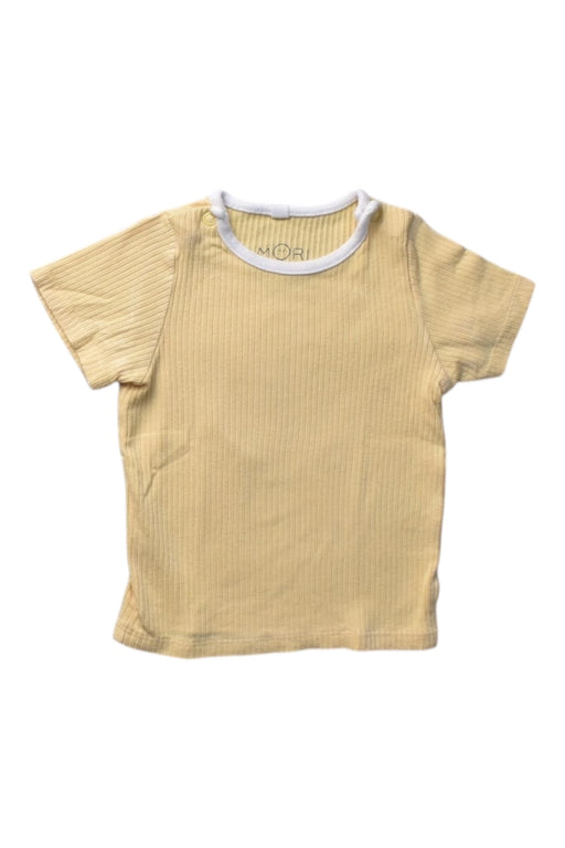 A Yellow Short Sleeve T Shirts from Mori in size 6-12M for girl. (Front View)