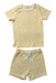 A Yellow Shorts Sets from Mori in size 6-12M for girl. (Front View)