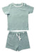 A Green Shorts Sets from Mori in size 6-12M for boy. (Front View)