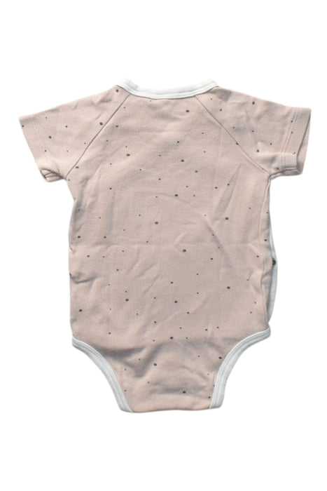 A Pink Short Sleeve Bodysuits from Mori in size 3-6M for girl. (Back View)