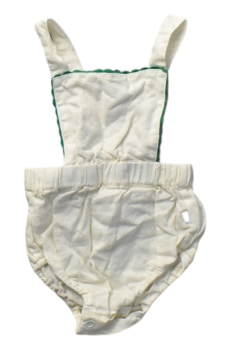 A Ivory Overall Shorts from Oeuf in size 0-3M for girl. (Front View)