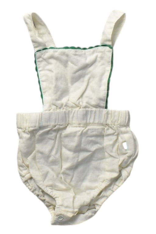 A Ivory Overall Shorts from Oeuf in size 0-3M for girl. (Front View)