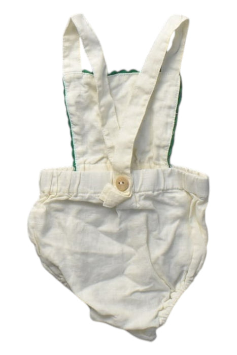 A Ivory Overall Shorts from Oeuf in size 0-3M for girl. (Back View)