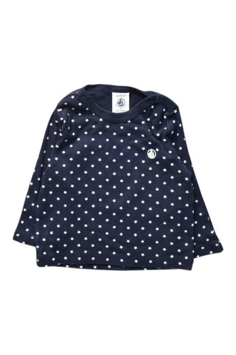 A Navy Long Sleeve Tops from Petit Bateau in size 3-6M for girl. (Front View)