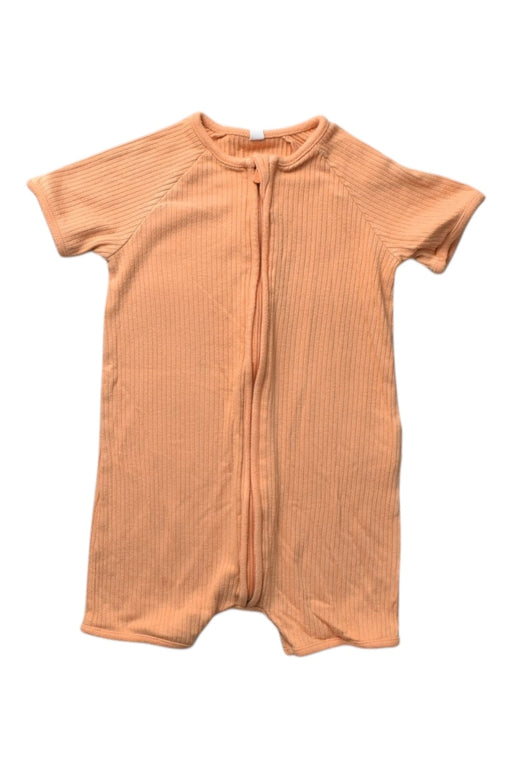 A Peach Short Sleeve Rompers from Mori in size 6-12M for boy. (Front View)