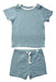 A Blue Shorts Sets from Mori in size 6-12M for boy. (Front View)