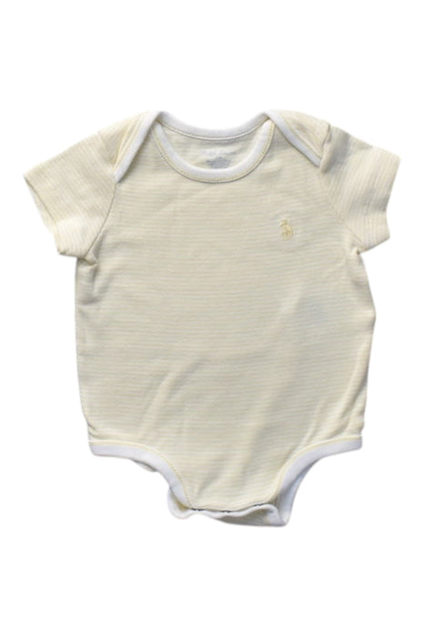 A Beige Short Sleeve Bodysuits from Ralph Lauren in size 0-3M for girl. (Front View)