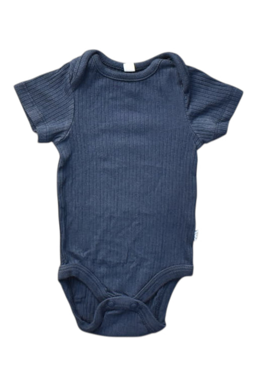 A Navy Short Sleeve Bodysuits from Mori in size Newborn for boy. (Front View)
