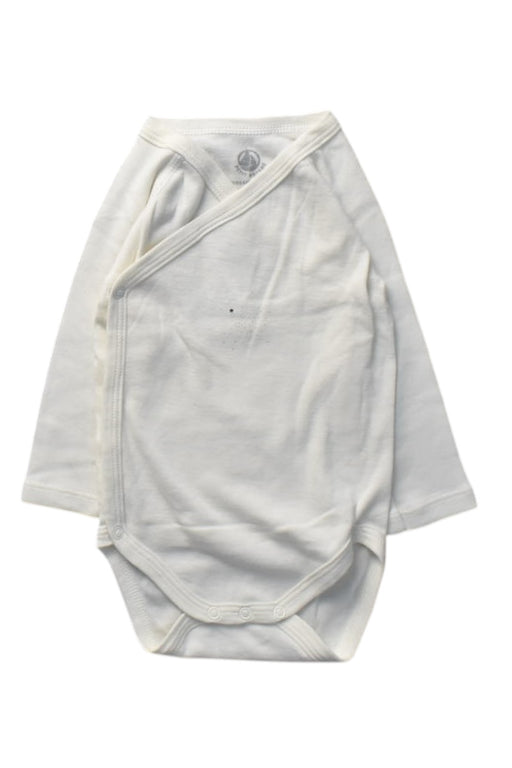 A White Long Sleeve Bodysuits from Petit Bateau in size 3-6M for girl. (Front View)