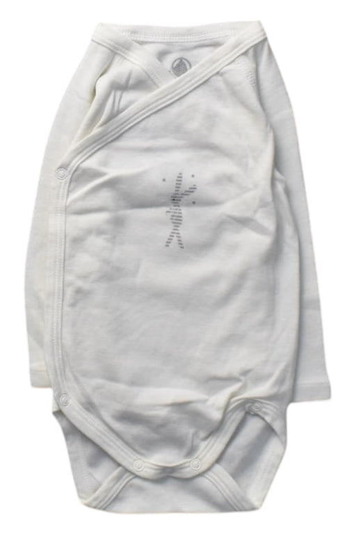 A White Long Sleeve Bodysuits from Petit Bateau in size 3-6M for girl. (Front View)