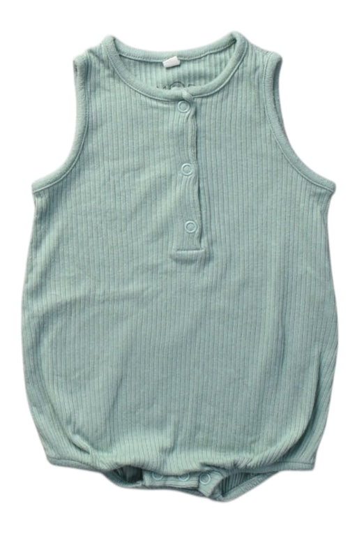 A Green Sleeveless Rompers from Mori in size 0-3M for boy. (Front View)