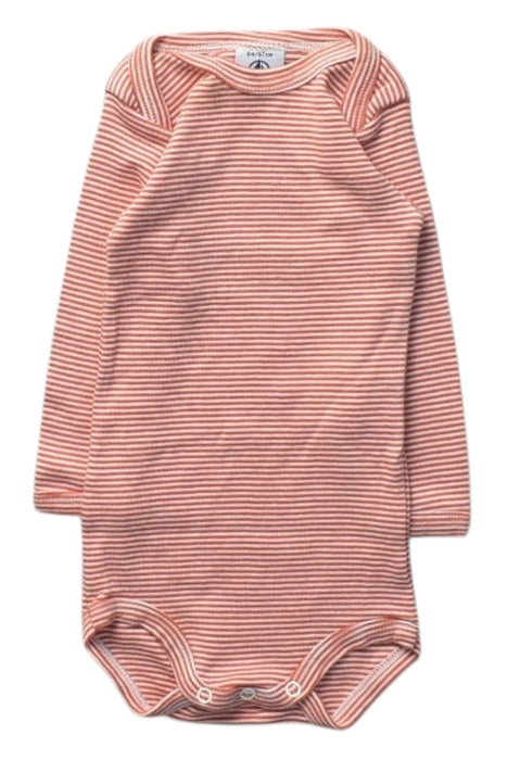 A Pink Long Sleeve Bodysuits from Petit Bateau in size 3-6M for girl. (Front View)