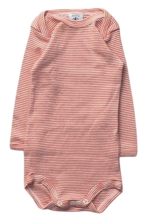 A Pink Long Sleeve Bodysuits from Petit Bateau in size 3-6M for girl. (Front View)