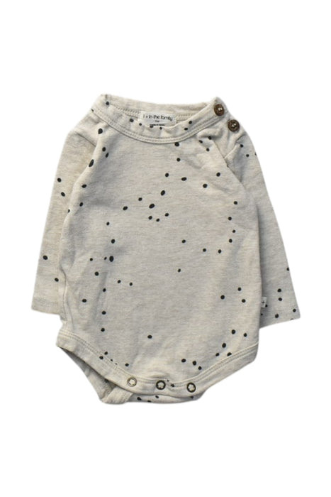 A Grey Long Sleeve Bodysuits from 1 + in the family in size 0-3M for girl. (Front View)